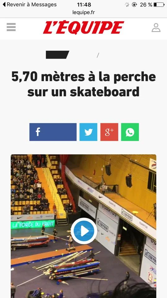 Baptiste Boirie première mondiale saut en perche sur skateboard électrique